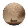 Bootje - Blaadjes - Goud - Water Wandcirkel aluminium klein -3d