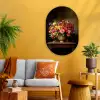 Kleuren - Boeket - Vaas - Hout Wandcirkel Ovaal Glas middel -sfeer4