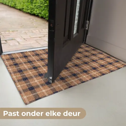 Plaid - Patroon - Vierkant - Bruin Deurmat klein 898 -USP_NL
