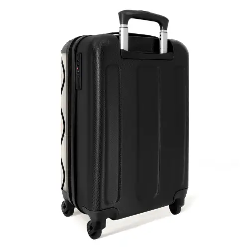 Golvende strepen in rood NBS - Handbagage koffer - Kinderen Unisex middel -achterkant