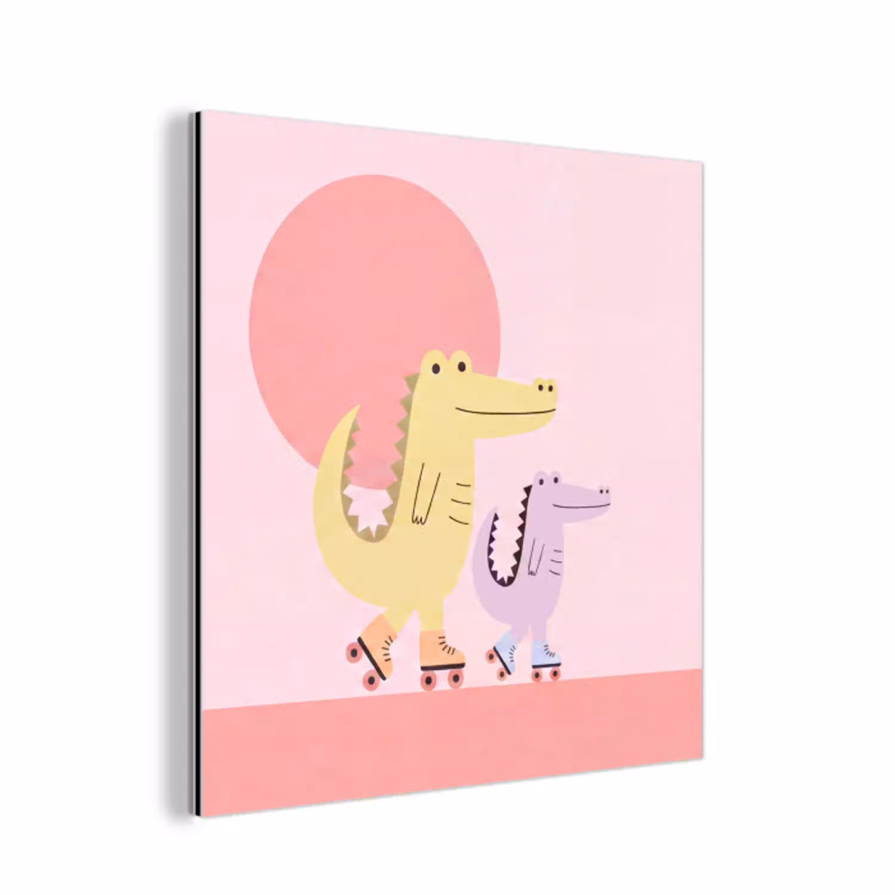 Dieren - Skaten - Illustratie - Speels - Roze aluminium wit klein -3d