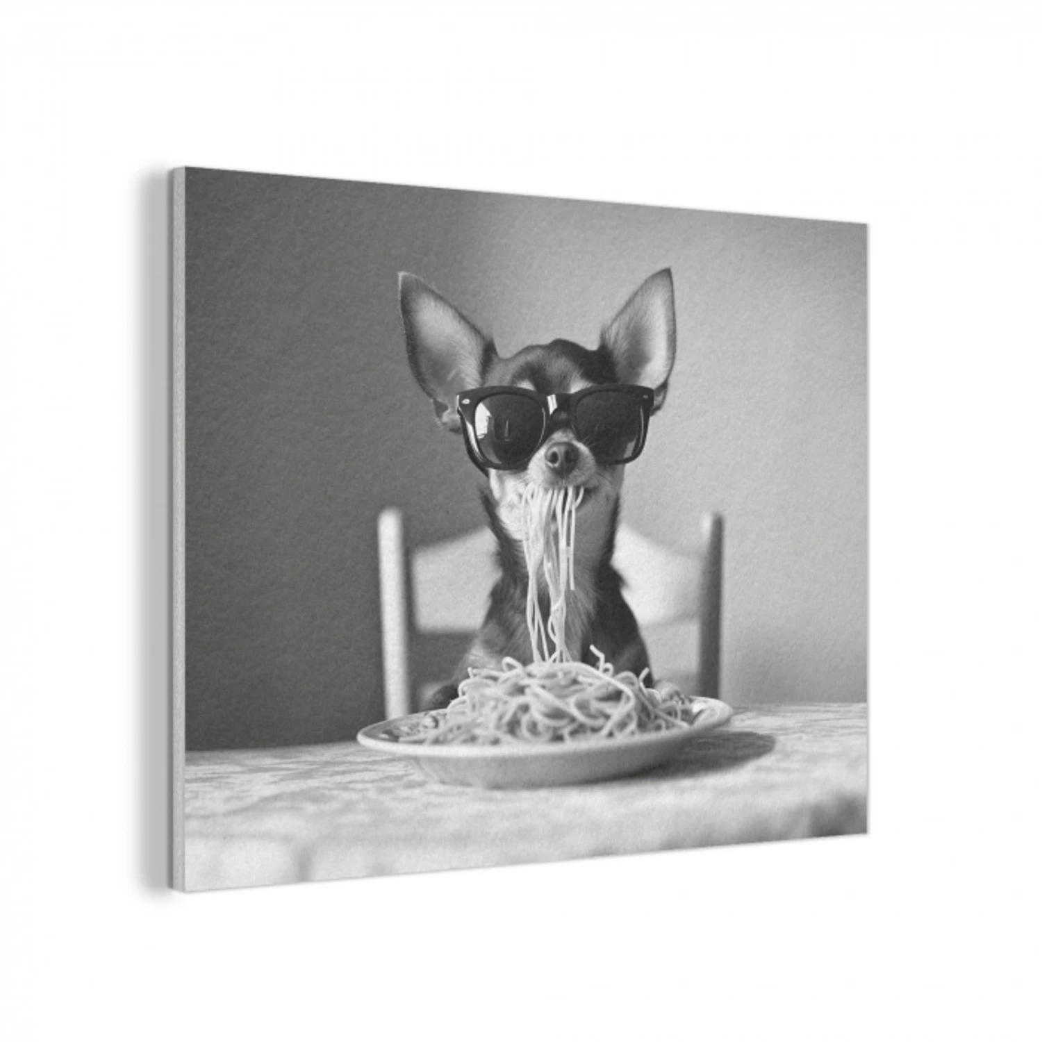 Chihuahua - Hond - Zonnebril - Humoristisch - Zwart - Wit - Spaghetti PET vilt klein -3d