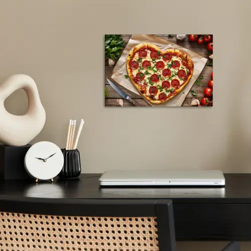 Pizza - Hart - Pepperoni - Tomaat poster papier klein -sfeer1
