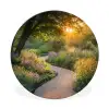 Pad - Bloemen - Park Wandcirkel aluminium klein -3d