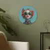 Vrouw - Blauw - Vlinder - Bloemen - Aesthetic Akoestische PET Vilt - Rond klein -sfeer2