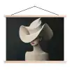 Vrouw - Golvende - Hoed textielposter latten blank klein -3d