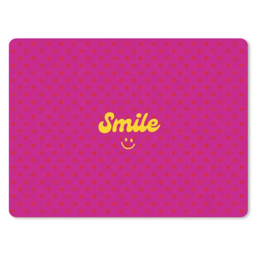 Smile - Stippen - Geel - Smiley - Roze muismat rubber klein -3d