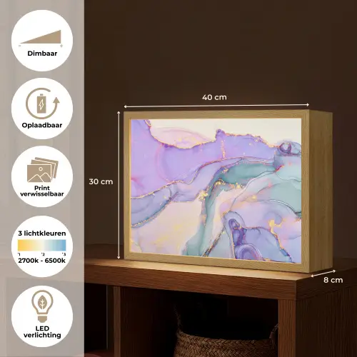 Goud - Marmer - Paars Light Box met batterij (Wandlamp) middel -USP_websiteoverzichtNL