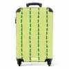 Limegroene achtergrond met donkergroene streepjes NBS - Handbagage koffer - Kinderen Unisex middel -productfoto_recht