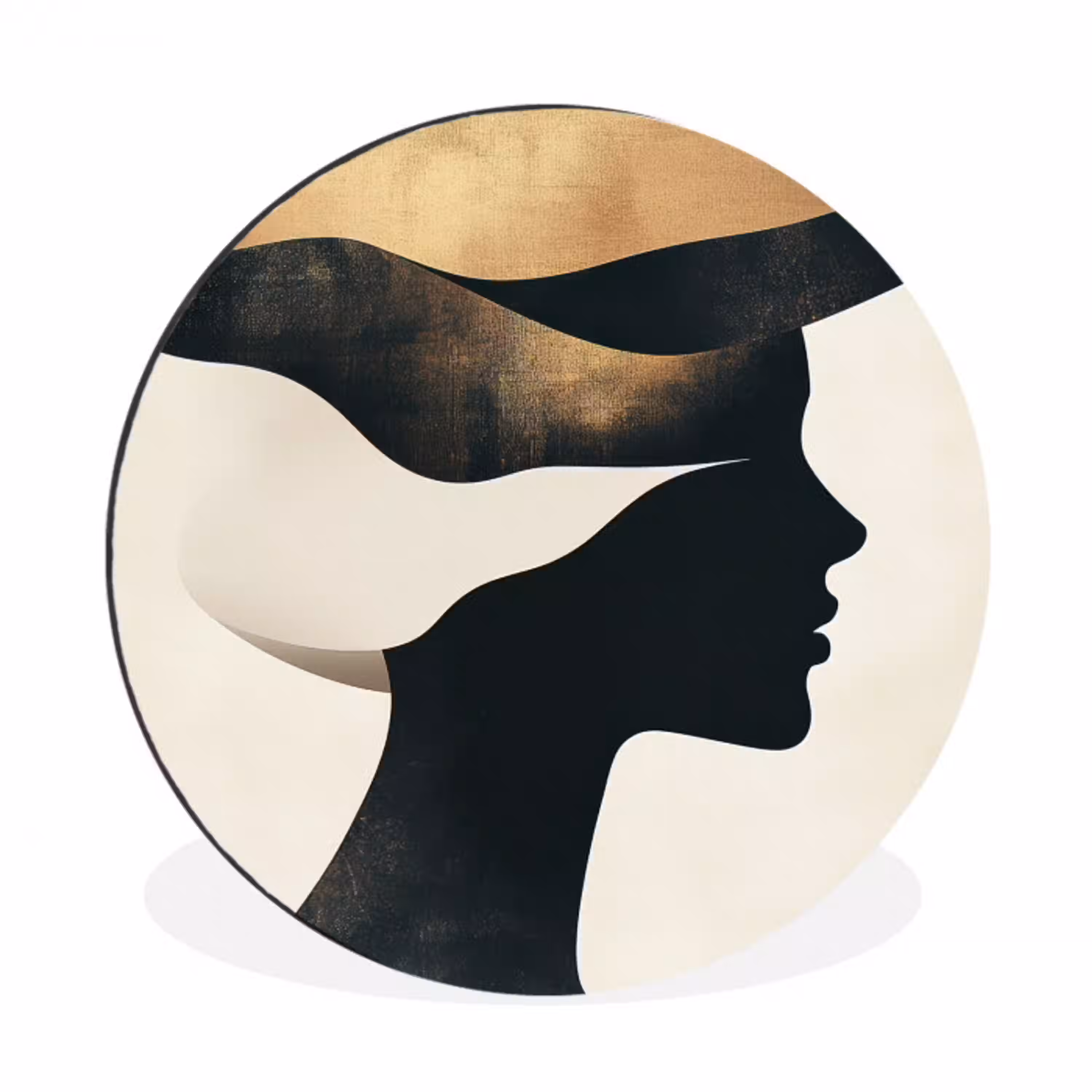 Vrouw - Golven - Zwart Wandcirkel aluminium klein -3d