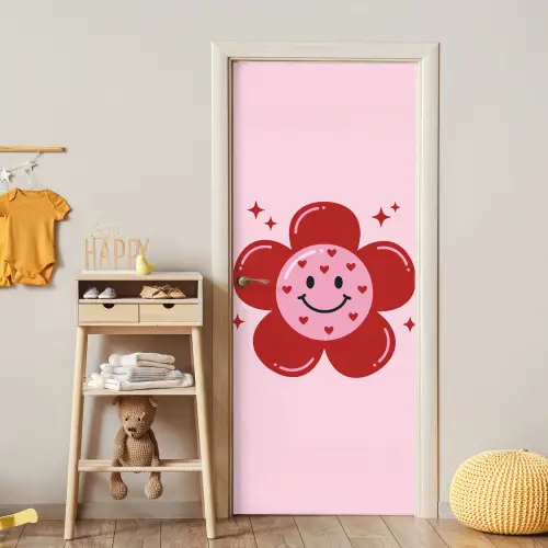 Bloem - Roze - Hartjes deurposter klein -sfeer4