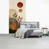 Vormen - Rond - Bladeren - Beige fotobehang vinyl groot -slaapkamer
