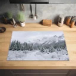 Weg - Bergen - Sneeuw - Naaldbos - Avontuurlijk Inductie beschermer vinyl 3mm klein -sfeer5