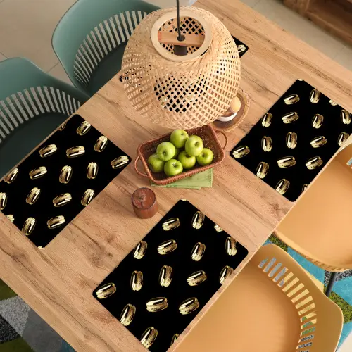 Macarons - Patroon - Goud - Zwart Placemat vinyl groot -zzsfeer5_Kitchenyeah-website