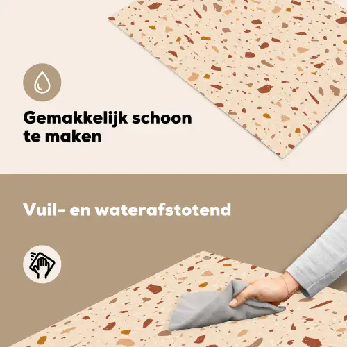 Terrazzo -  Patroon - Kleurrijk - Steen Inductie beschemer met haakjes klein 777 -ky-schoon-nl