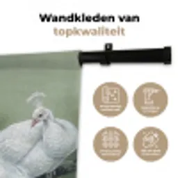 Pauwen - Wit - Natuur - Groen Wandkleed katoen klein -sfeer2