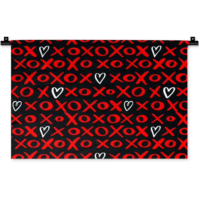 Zwart - Rood - Contrast - Liefde Wandkleed katoen klein 269 -zz3d