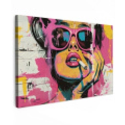 Portret - Vrouw - Abstract - Zonnebril Tuinposter op houten frame 2 cm dik klein -3d