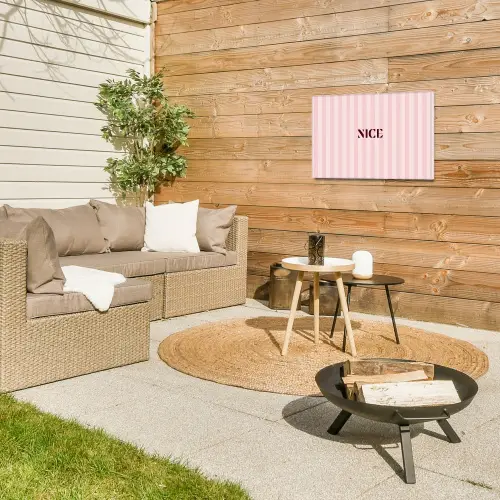 Nice - Strepen - Roze Tuinposter op houten frame 2 cm dik klein -sfeer2