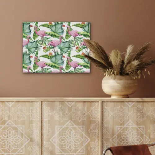 Inductie beschermer - Flamingo - Bladeren - Afdekplaat voor kookplaat - Tropisch PET vilt klein -sfeer4