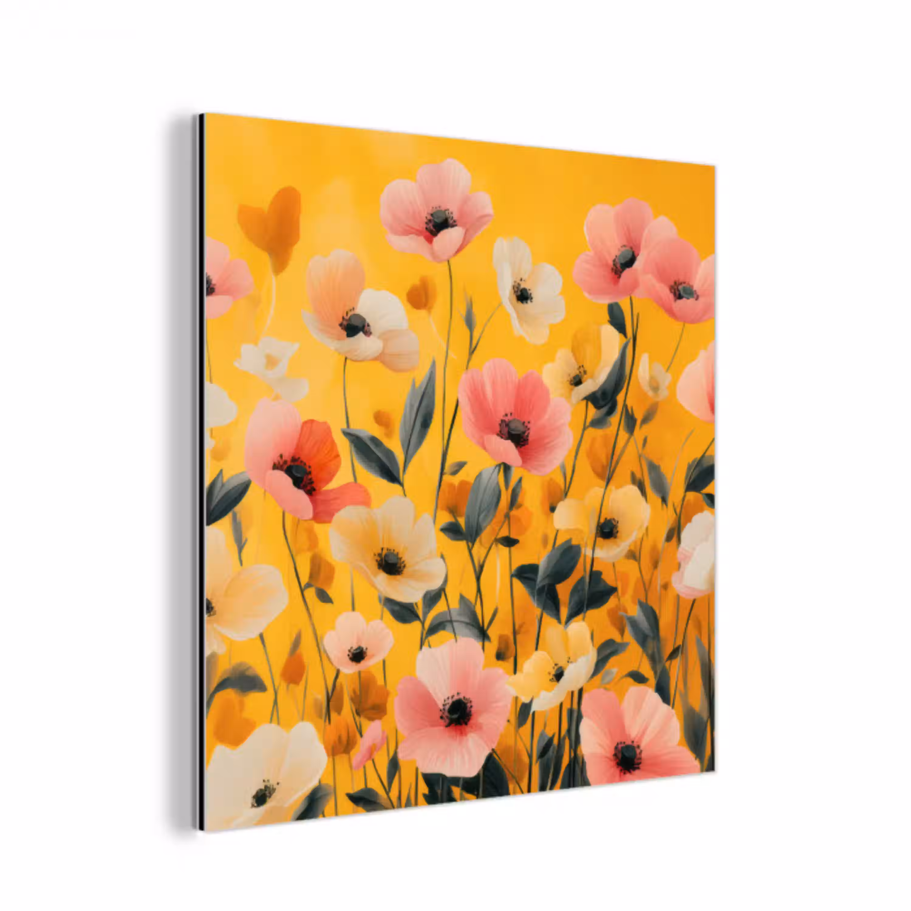 Bloemen - Veld - Geel aluminium wit klein -3d