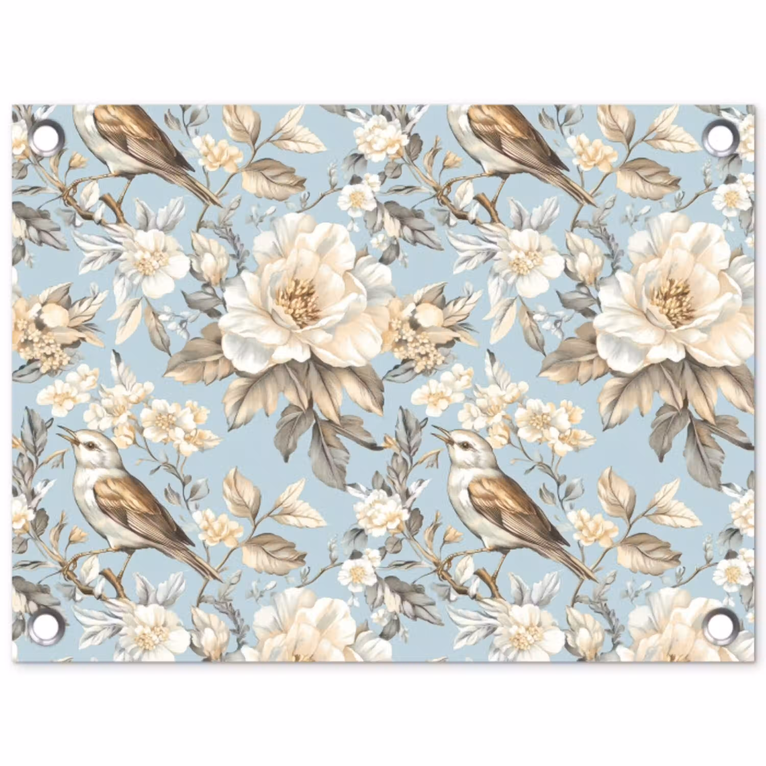 Botanisch - Zangvogel - Blauw tuinposter los doek klein 239 -3d