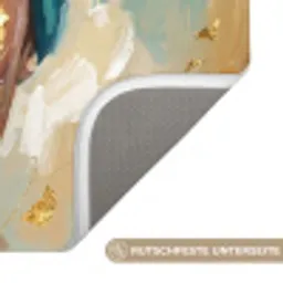 Portret - Vrouw - Schilderij - Blauw - Goud - Expressief Badmat klein -USP_AntislipDE