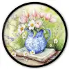 Vaas - Delftsblauw - Madeliefjes Fotolijst rond zonder passe partout klein -3d
