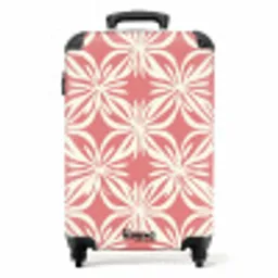 Roze - Bloemenmotief - Wit - Modern NBS - Handbagage koffer - Volwassenen Unisex middel -productfoto_recht
