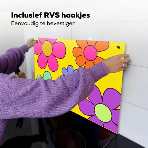 Bloemen - Illustratie - Kleurrijk Inductie beschemer met haakjes klein -ky-ophangen-nl