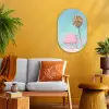 Palmboom - Strandhuis - Roze Wandcirkel Ovaal Forex klein -sfeer4