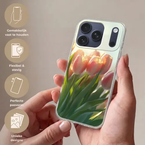 Tulpen - Roze - Zonnestralen Telefoonhoesje iPhone 17 Pro klein -sfeer3_NL
