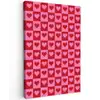 Rood - Roze - Schaakbord - Valentijn canvas 2cm klein -z3d