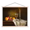 Fruit -  Stilleven - Wijn - Kaars textielposter latten blank klein -3d