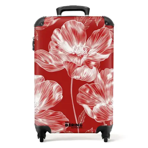 Vintage bloemen - Rood NBS - Handbagage koffer - Kinderen Unisex middel -productfoto_recht