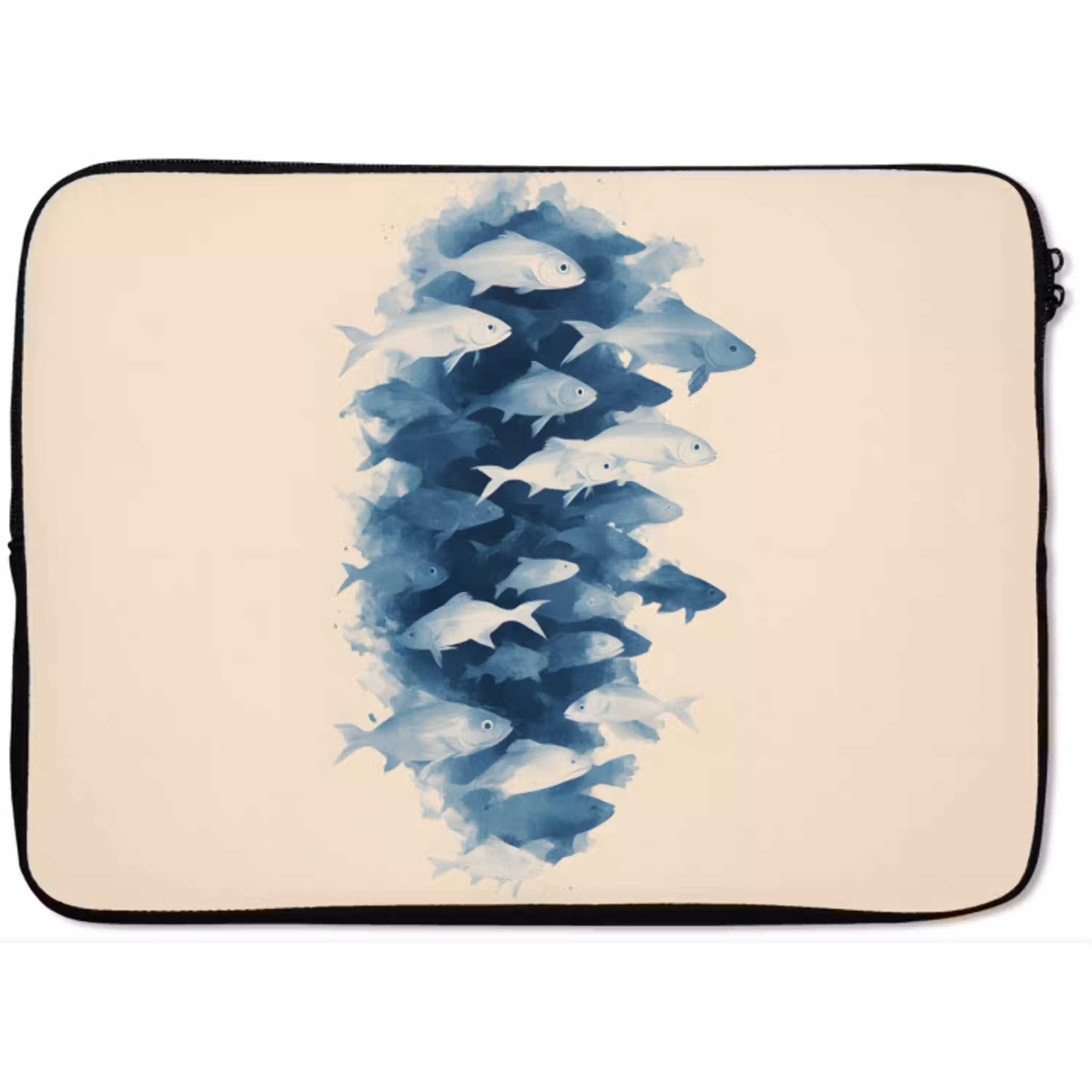 Vissen - Minimalistisch - Blauw laptophoes neopreen klein -zkaufland3dotto