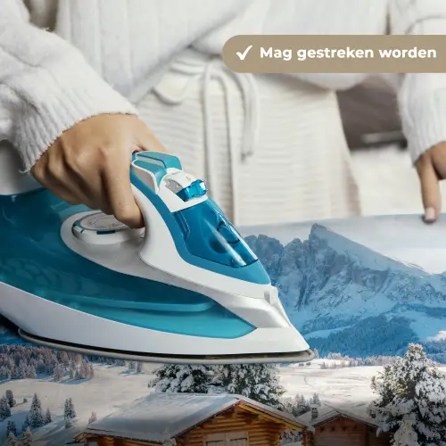 Winter - Huisje - Bergen - Uitzicht - Sneeuw Wandkleed katoen klein -sfeer9
