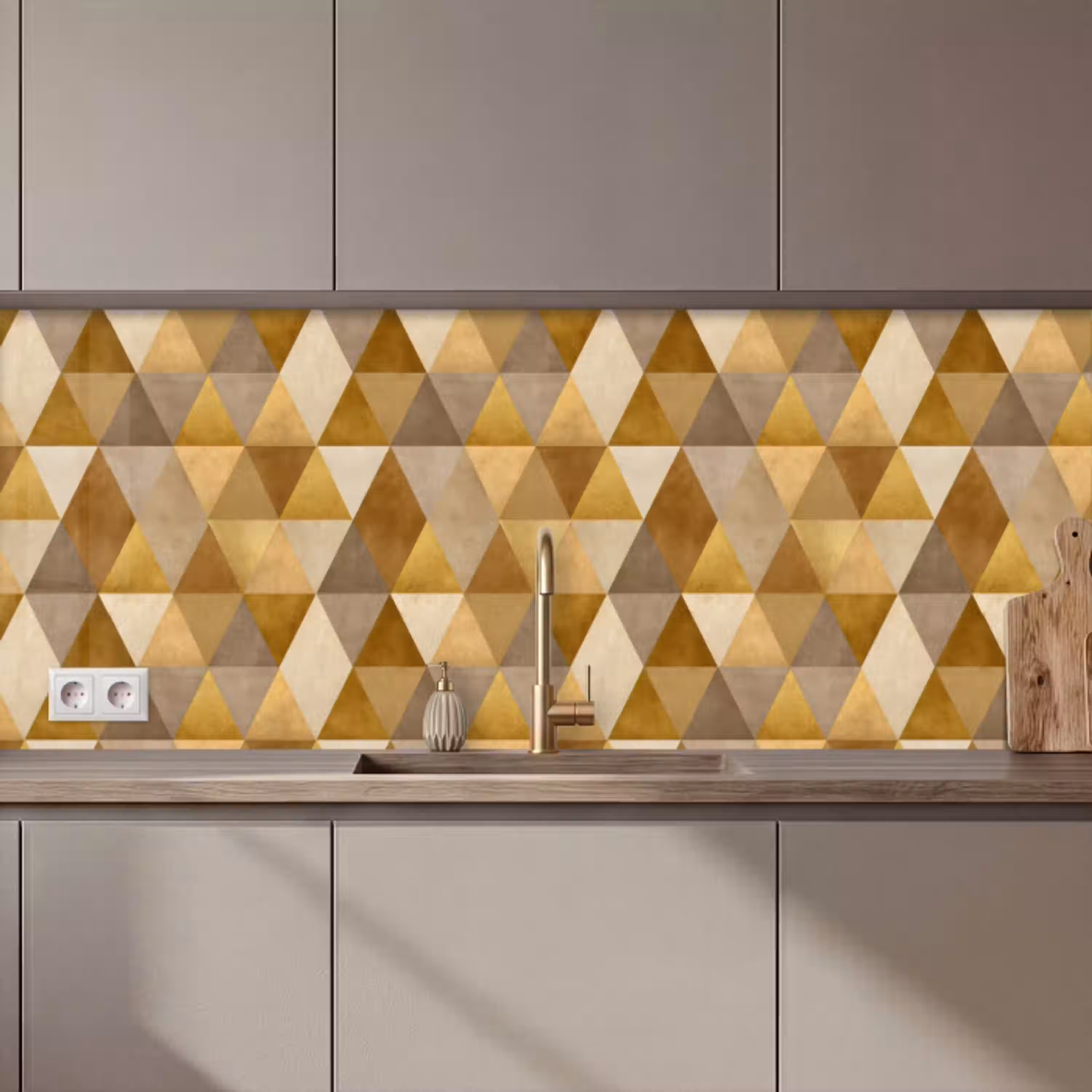 Geometrisch - Driehoek - Goud keuken achterwand 2 middel 871 zz_3dshopping