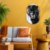 Panter - Zwart - Abstract - Verfstreken Wandcirkel Ovaal Forex klein -sfeer4