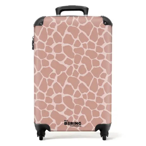 Girraffenpatroon op lichtroze NBS - Handbagage koffer - Volwassenen Unisex middel -productfoto_recht