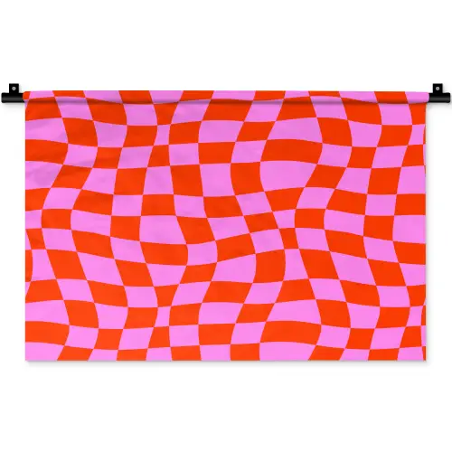 Blokken - Roze - Rood - Patroon Wandkleed katoen klein 269 -zz3d