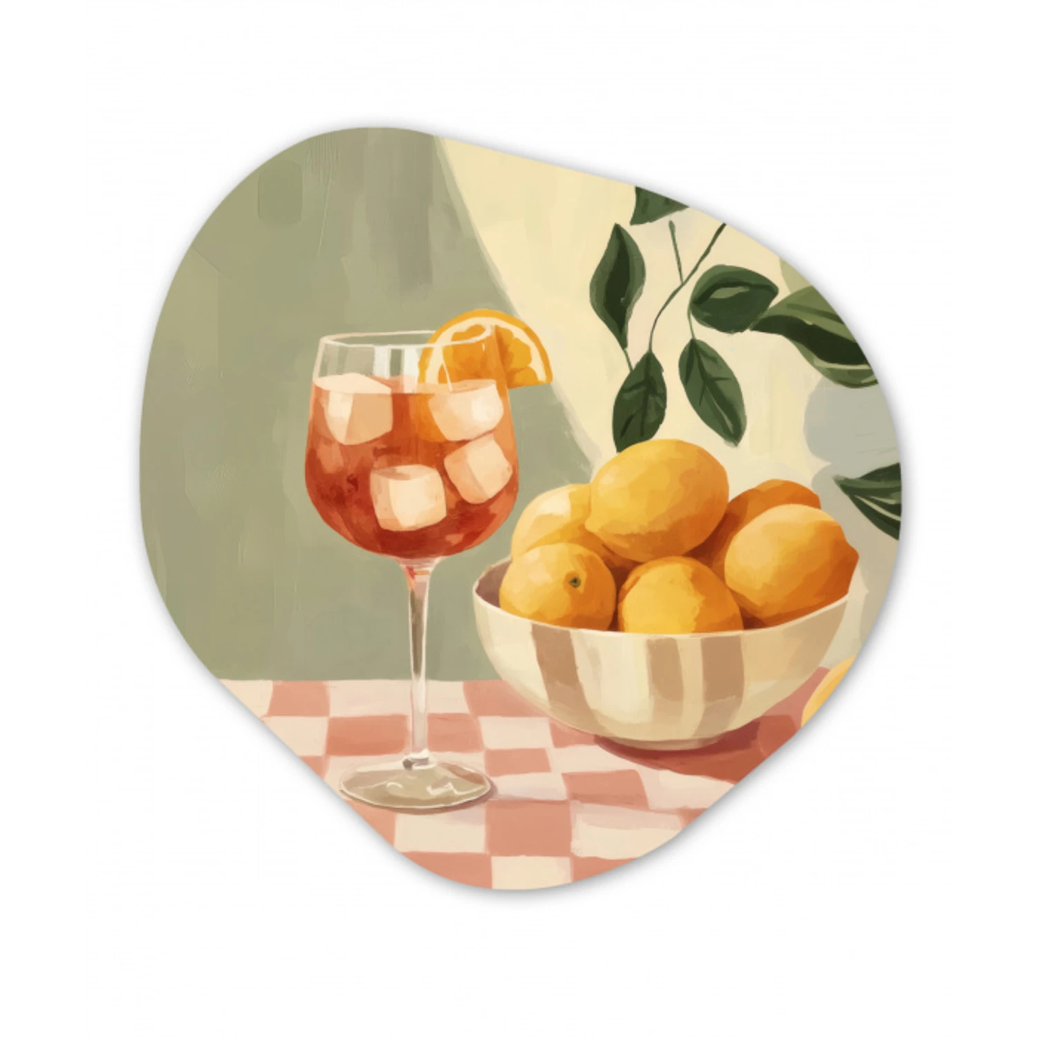 Citroenen - Glas - Tafelkleed - Geblokt Wandcirkel Organisch Forex 3mm klein -3d