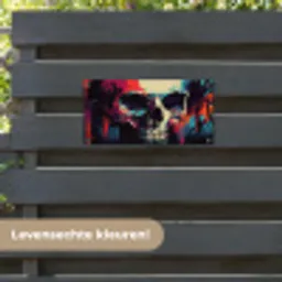 Schedel - Abstract - Rood - Blauw - Graffiti tuinposter los doek klein -sfeer3