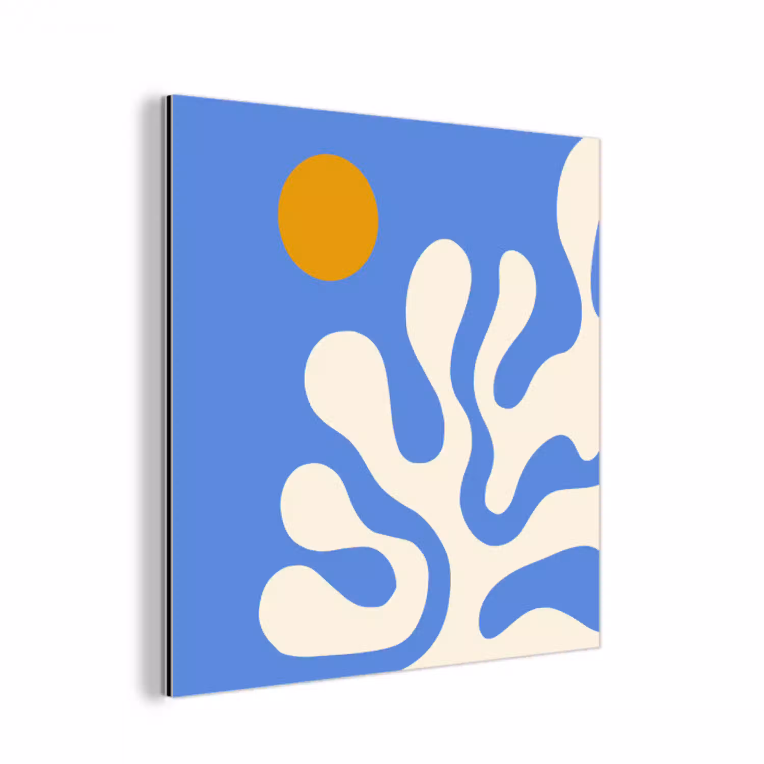 Minimalistisch - Organisch patroon - Blauw aluminium wit klein -3d