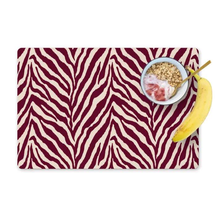 Zebra - Motief - Bordeaux - Rood Placemat vinyl groot 368 -zzzproduct_Kitchenyeah-website