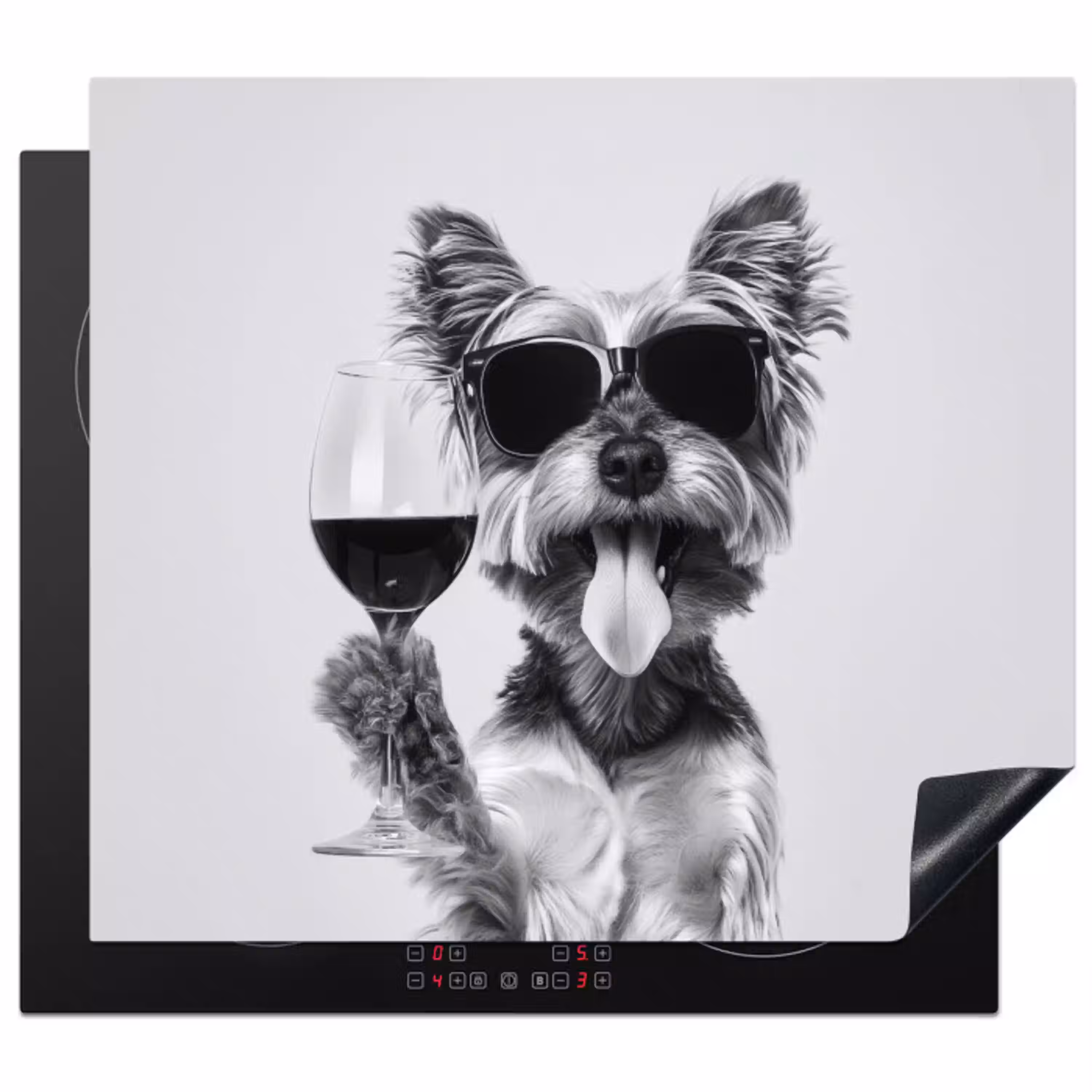 Hondje - Wijnglas - Zonnebril - Enthousiast Inductie beschermer vinyl 3mm middel -3d