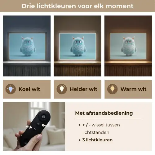 Monster - Blauw Light Box met batterij (Wandlamp kind) middel -USP_lichtkleurNL