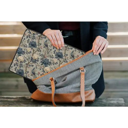 Pauw - Bloemen - Blauw laptophoes neopreen klein 279 -tas