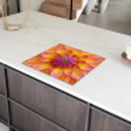 Dahlia - Bloem - Oranje Inductie beschermer vinyl 3mm middel -sfeer8