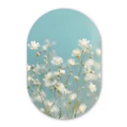 Stengels - Bloemen - Lucht - Wit Wandcirkel Ovaal Forex klein -3d